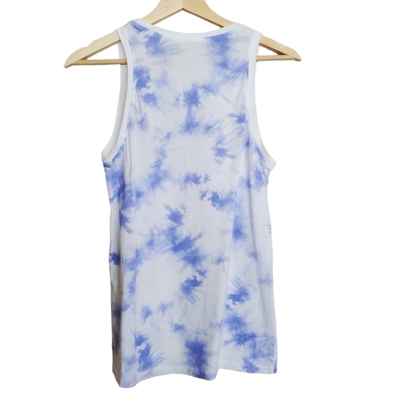 Nike‎ Womens Timby Tie Dye Tank Top Blue White Center Swoosh Sleeveless Workout - Picture 4 of 8